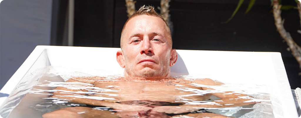 Georges St Pierre in a cold plunge. 