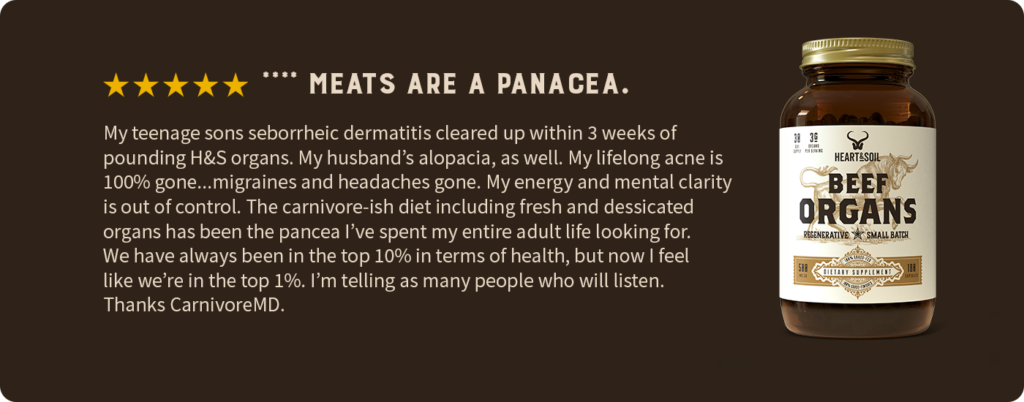 Review from a woman who had migraine relief from organ meats. 