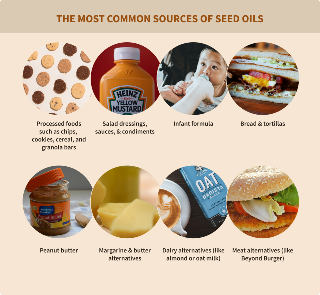 A list of common sources of seed oils