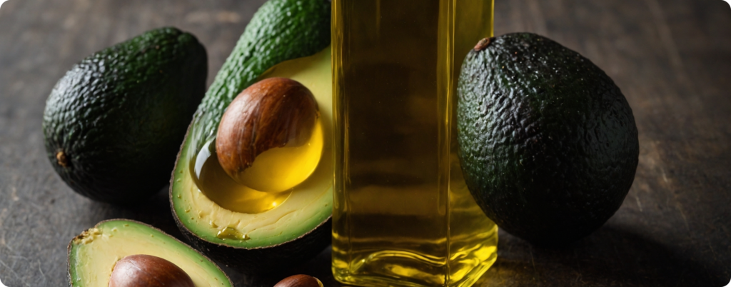 A jar of avocado oil on the table