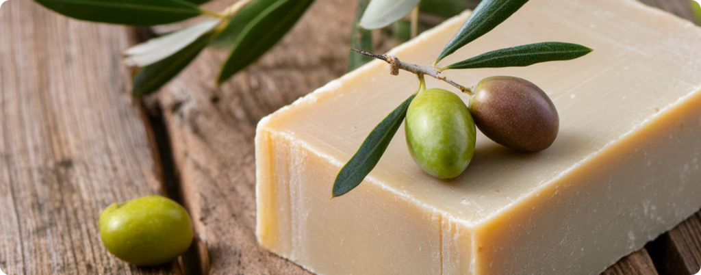 A bar of olive oil soap