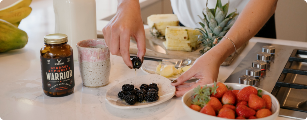 A woman eating fruit