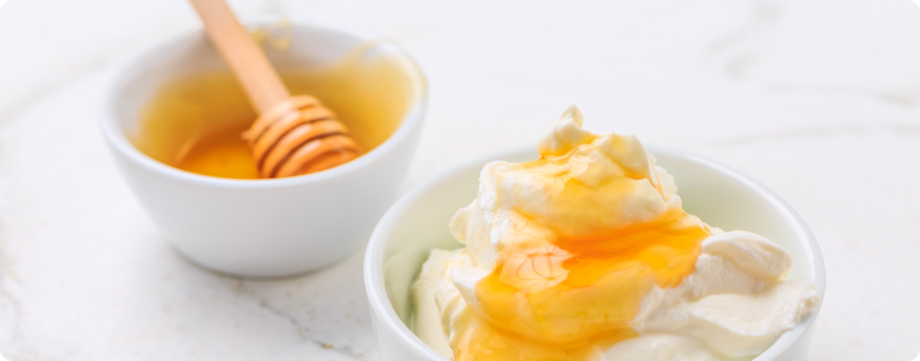 A yogurt and honey parfait