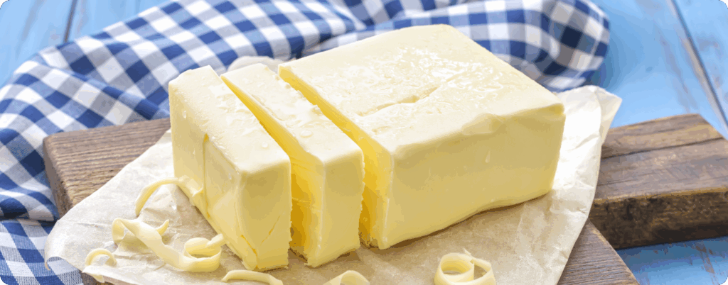 A stick of butter on the table 