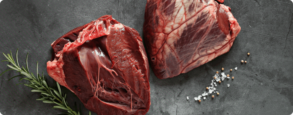 A photo of beef heart on the table