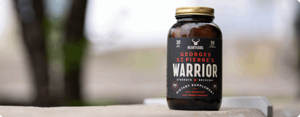 A bottle of Warrior from Heart & Soil Supplements
