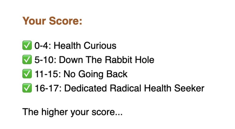Issue #180: Your Radical Health Score Revealed