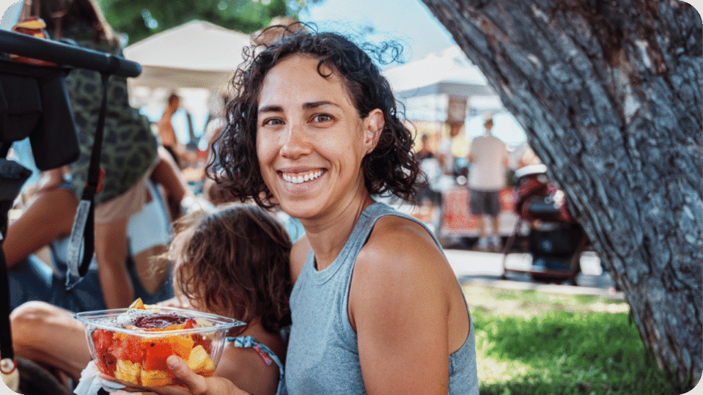 mom at farmers market
