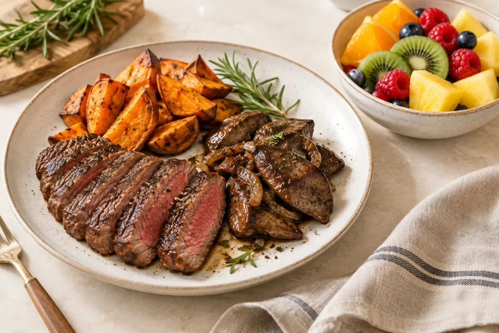 Animal-based iron and vitamin C meal
