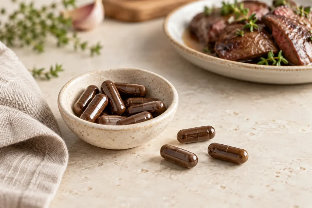 the benefits or convenience of taking beef organs in supplement form.