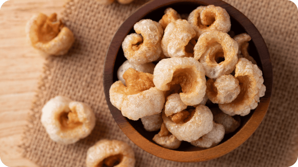 animal-based game day foods include pork rinds